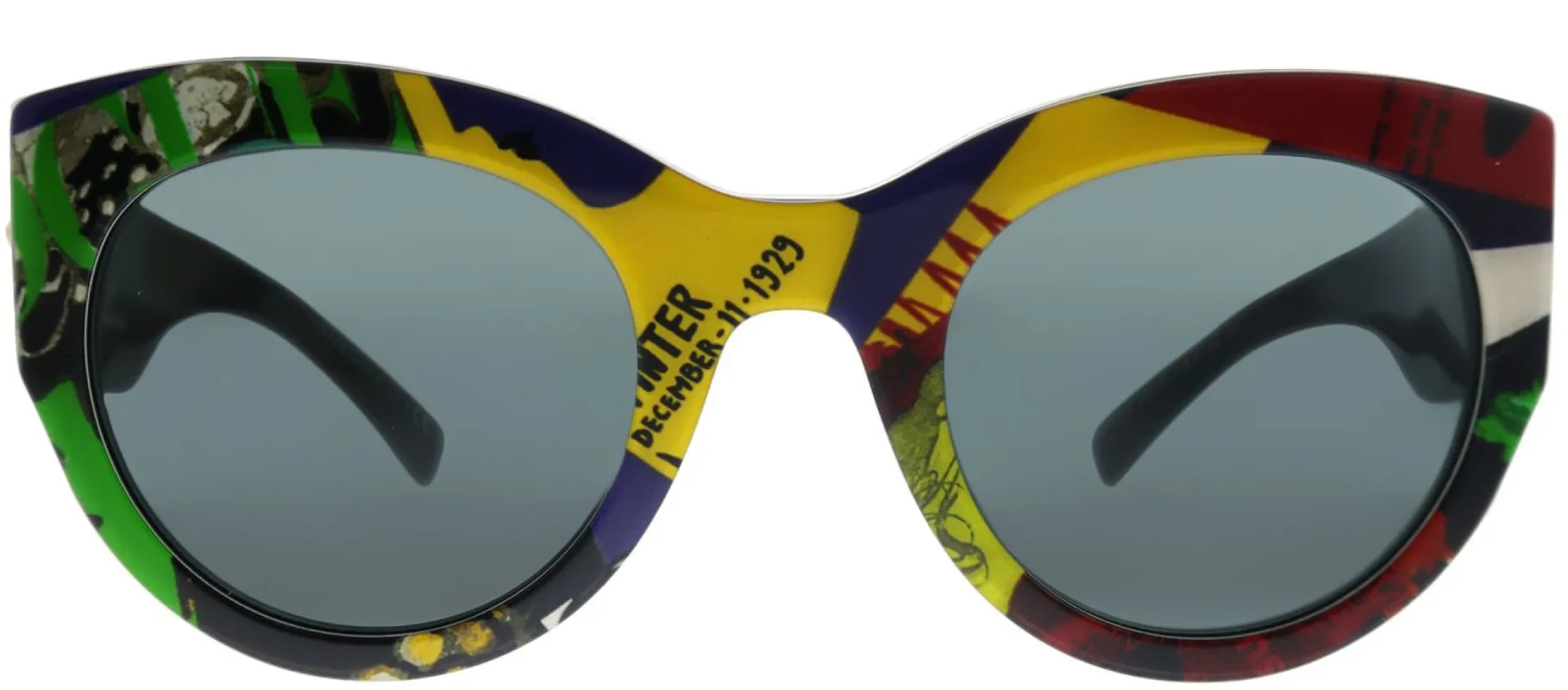 Versace VE 4353 528587 Cat-Eye Plastic Black Sunglasses with Grey Lens made by Gaffos