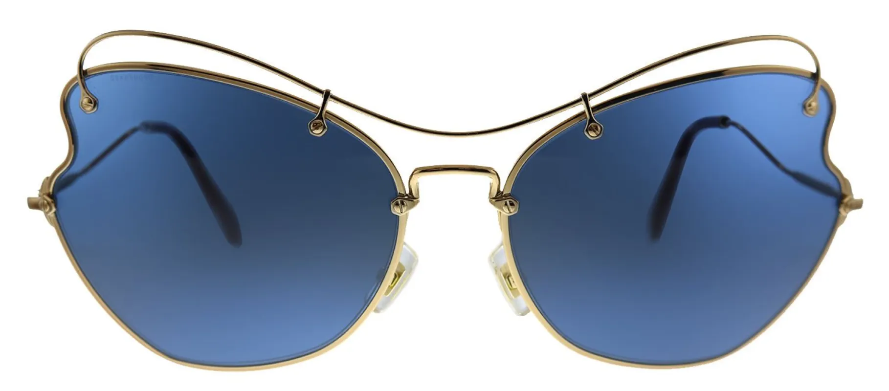 Miu Miu MU 56RS 7OE1V1 Butterfly Metal Gold Sunglasses with Blue Lens sold by Gaffos