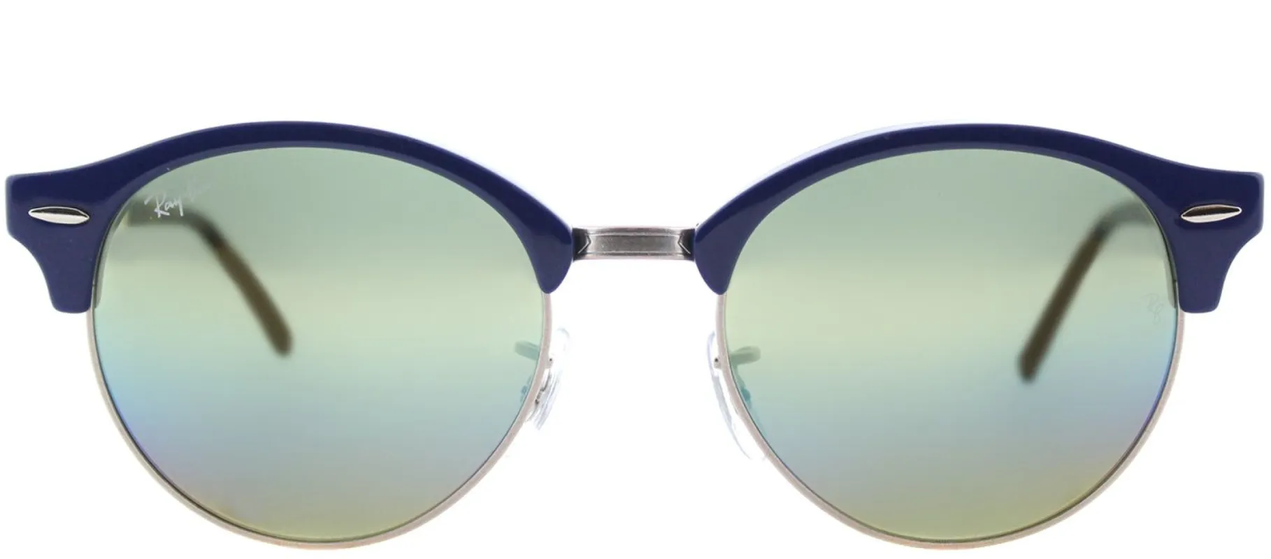 Ray-Ban RB 4246 1223C4 Clubmaster Plastic Blue Sunglasses with Blue Gold Rainbow Flash Lens sold by Gaffos