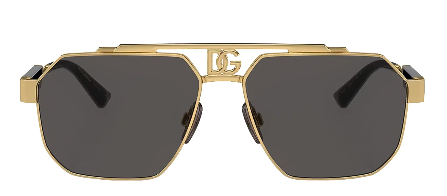 Dolce & Gabbana DG 2294 02/87 Aviator Metal Gold Sunglasses with Grey Lens sold by Gaffos