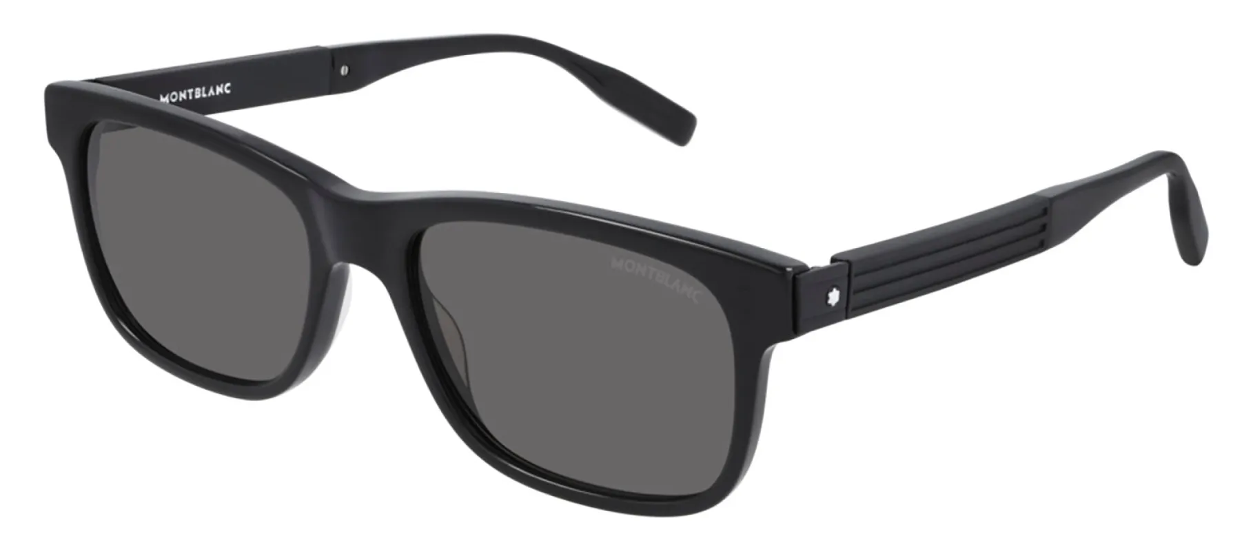 Montblanc MB 0163S 001 Rectangle Acetate Black Sunglasses with Grey Lens sold by Gaffos