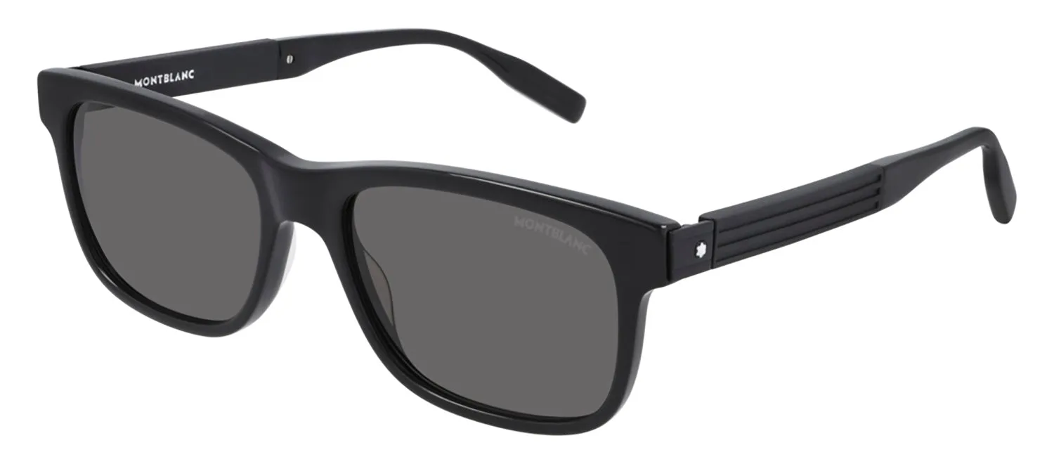 Montblanc MB 0163S 001 Rectangle Acetate Black Sunglasses with Grey Lens sold by Gaffos