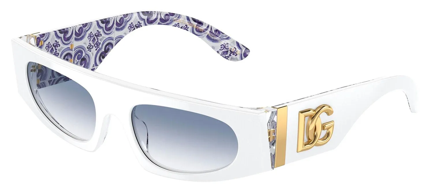 Dolce & Gabbana DG 4411 337119 Rectangle Plastic White Sunglasses with Blue Gradient Lens sold by Gaffos