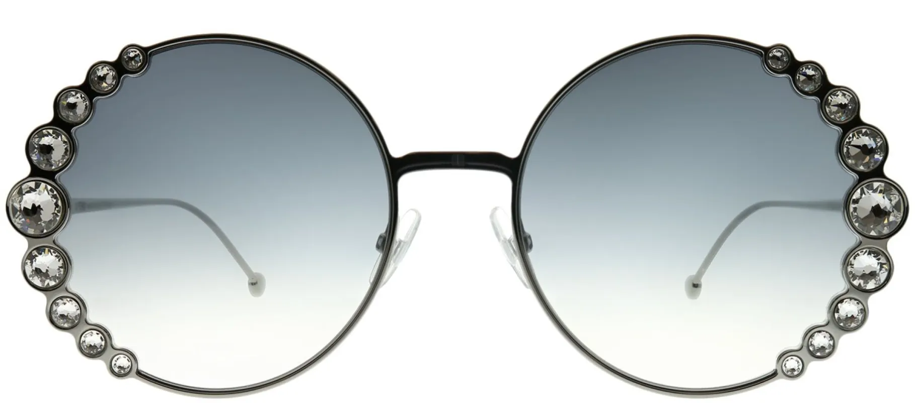 Fendi FF 0324 6LB 9O Round Metal Ruthenium/ Gunmetal Sunglasses with Dark Grey Gradient Lens sold by Gaffos