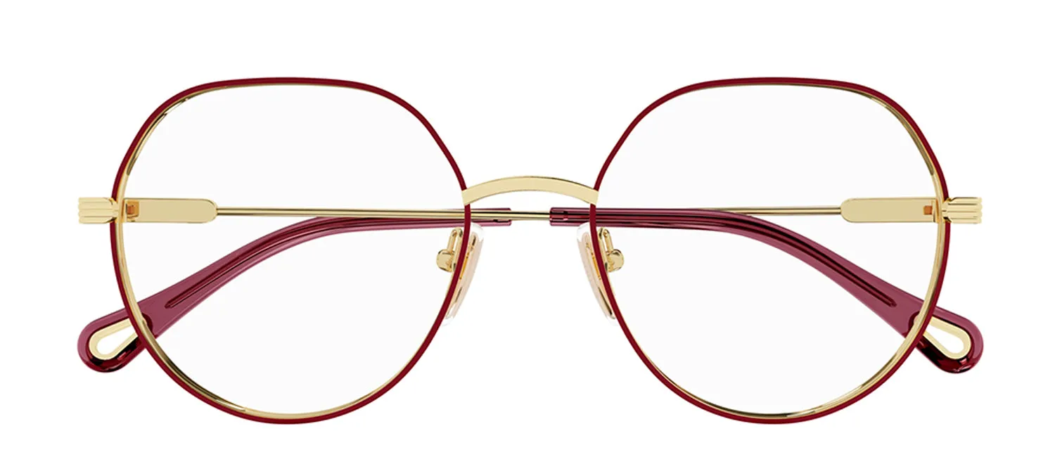 Chloe CH 0137O 007 Geometric Metal Red Eyeglasses with Logo Stamped Demo Lenses sold by Gaffos product image thumbnail 2