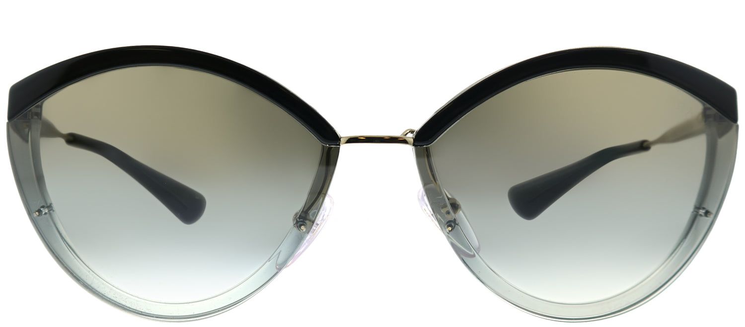 Prada PR 07US U435O0 Oval Metal Black Sunglasses with Silver Mirror Lens sold by Gaffos
