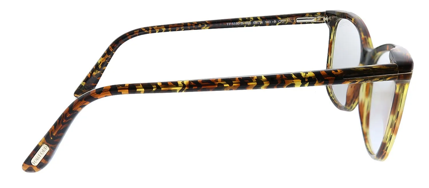 Tom Ford FT 5690-B 056 Square Plastic Leopard Havana Sunglasses with Blue Block Clear With Grey Clip on Gradient Lens sold by Gaffos product image thumbnail 4