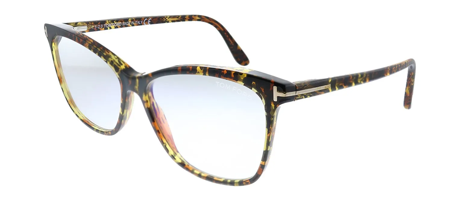 Tom Ford FT 5690-B 056 Square Plastic Leopard Havana Sunglasses with Blue Block Clear With Grey Clip on Gradient Lens sold by Gaffos product image thumbnail 2