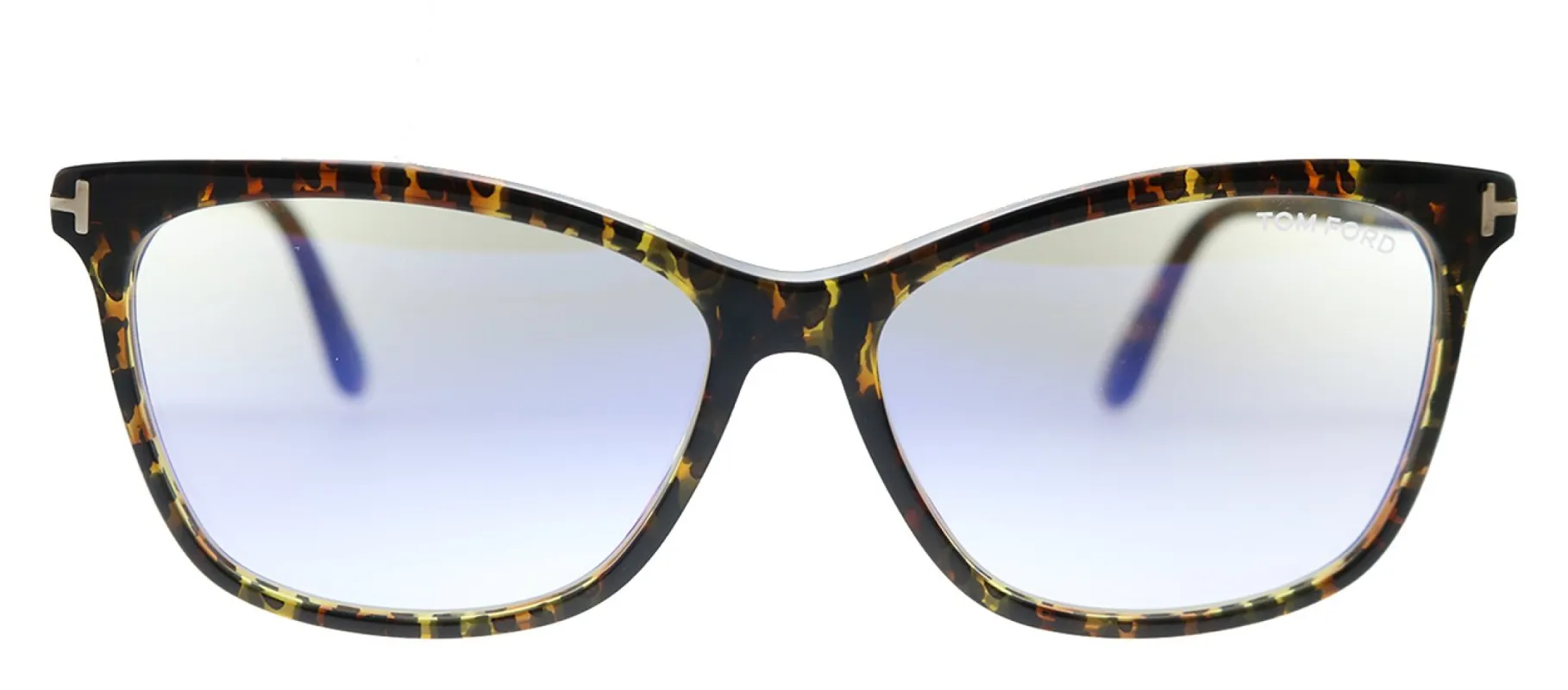 Tom Ford FT 5690-B 056 Square Plastic Leopard Havana Sunglasses with Blue Block Clear With Grey Clip on Gradient Lens sold by Gaffos