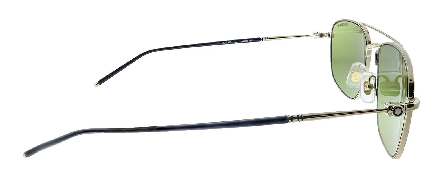 MontBlanc MB 0127S 003 Square Metal Gold Sunglasses with Green Lens sold by Gaffos product image thumbnail 3