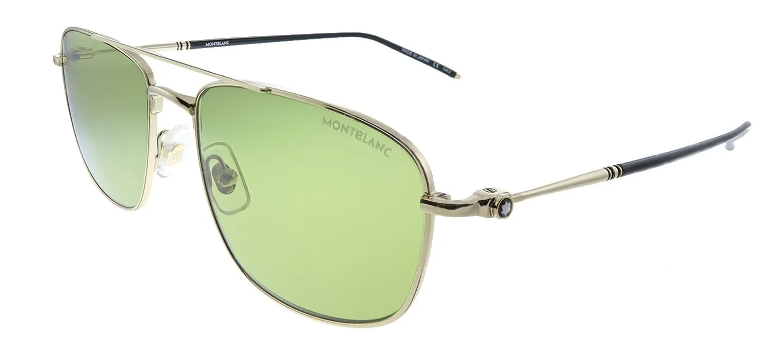 MontBlanc MB 0127S 003 Square Metal Gold Sunglasses with Green Lens sold by Gaffos product image thumbnail 2