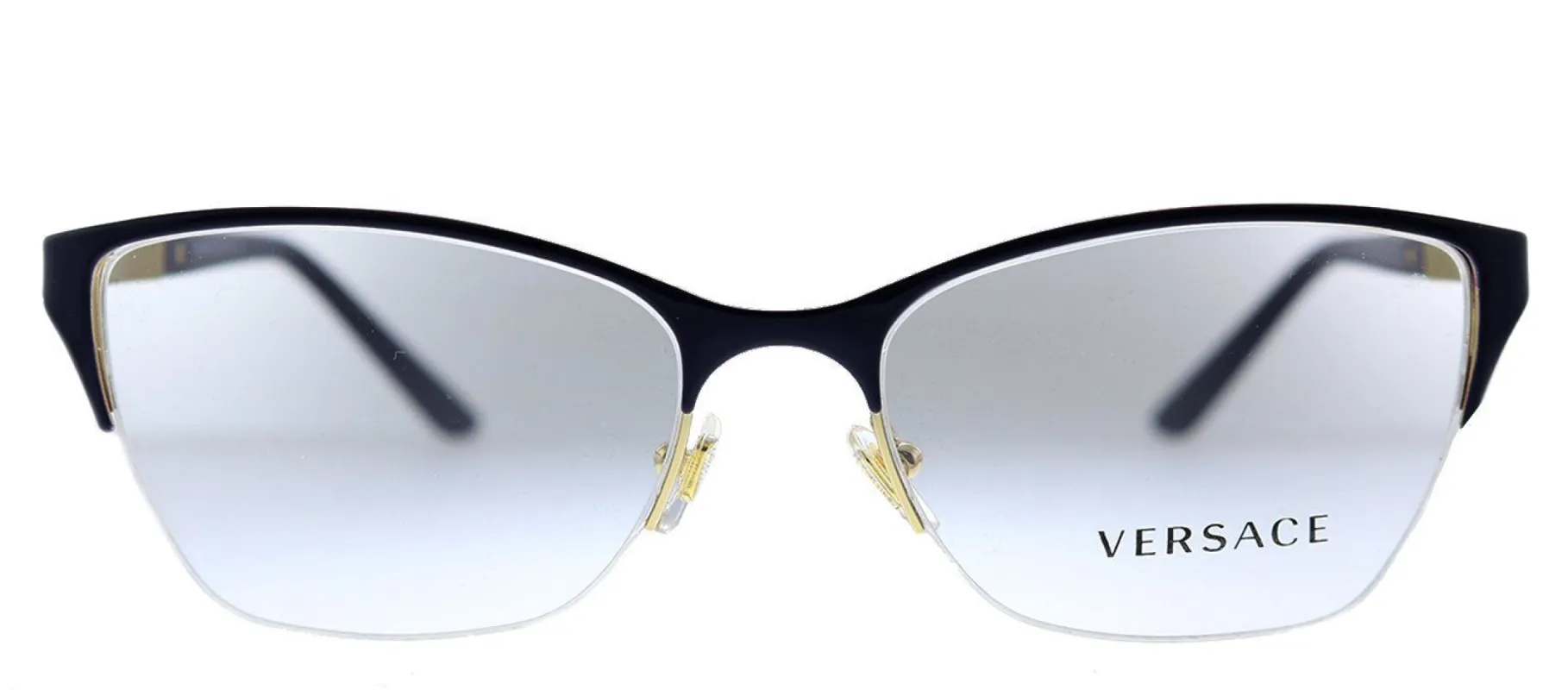 Versace VE 1218 1345 Semi-Rimless Metal Violet Gold Eyeglasses with Demo Lens made by Gaffos