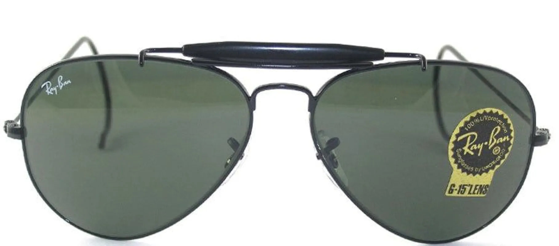 Ray-Ban RB 3030 L9500 Aviator Metal Black Sunglasses with Crystal Green Lens sold by Gaffos