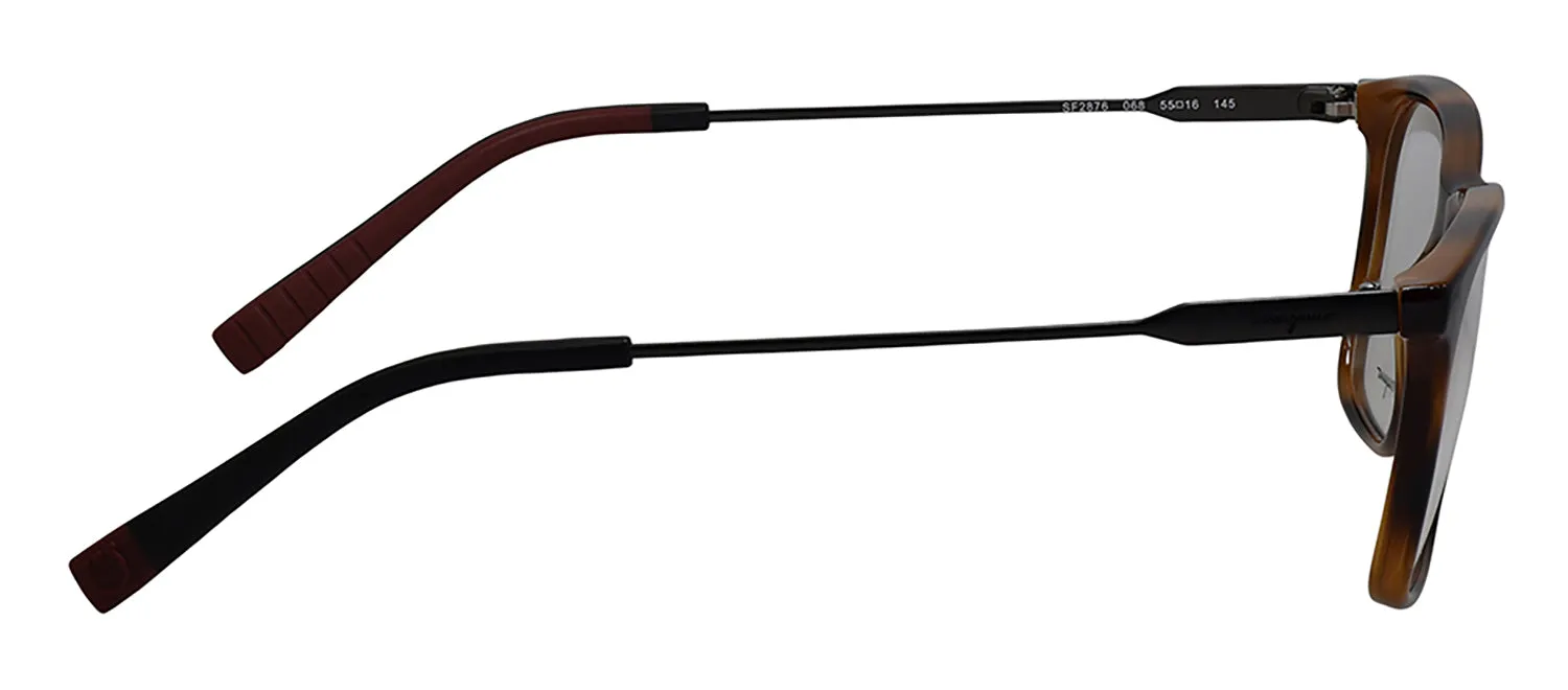 Salvatore Ferragamo SF 2876 068 Rectangle Plastic Tortoise Matte Eyeglasses with Logo Stamped Demo Lenses sold by Gaffos product image thumbnail 3