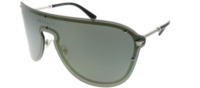 Versace VE 2180 10005A Shield Metal Silver Sunglasses with Gold Mirror Lens sold by Gaffos