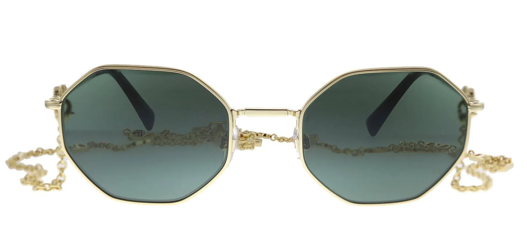 Valentino VA 2040 300271 Geometric Metal Gold Sunglasses with Green Lens sold by Gaffos