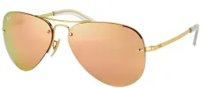 Ray-Ban RB 3449 001/2Y Aviator Metal Gold Sunglasses with Rose Mirror Lens sold by Gaffos
