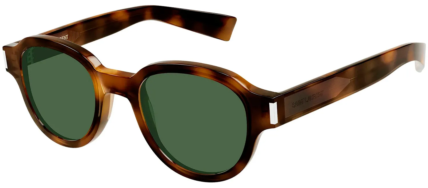 Saint Laurent SL 546S 002 Round Plastic Havana Sunglasses with Green Lens sold by Gaffos
