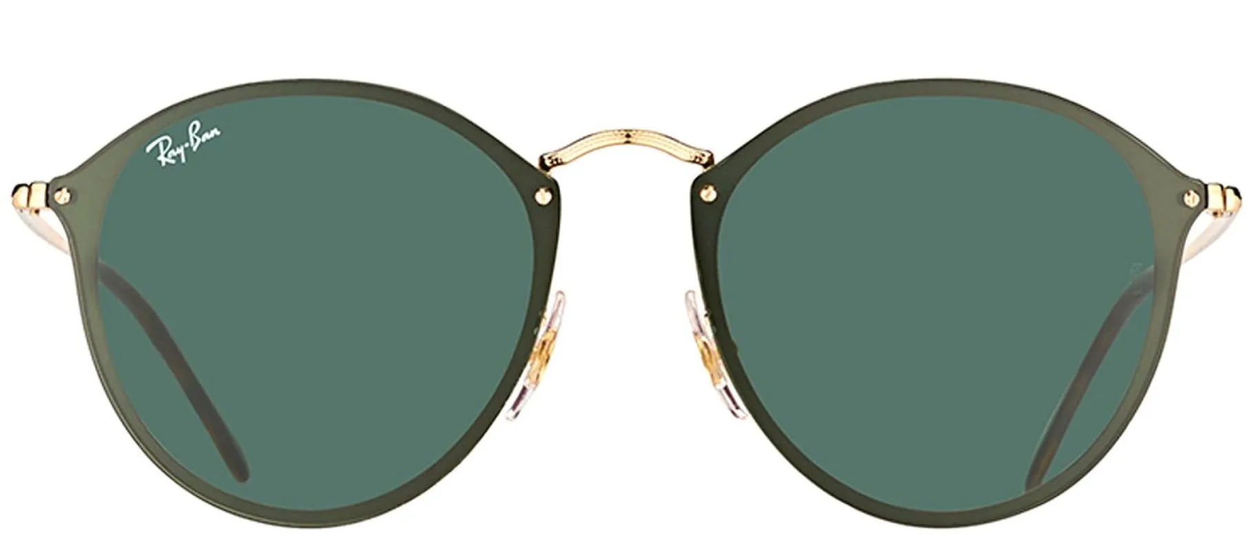 Ray-Ban Blaze Round RB 3574N 001/71 Round Metal Gold Sunglasses with Green Lens sold by Gaffos