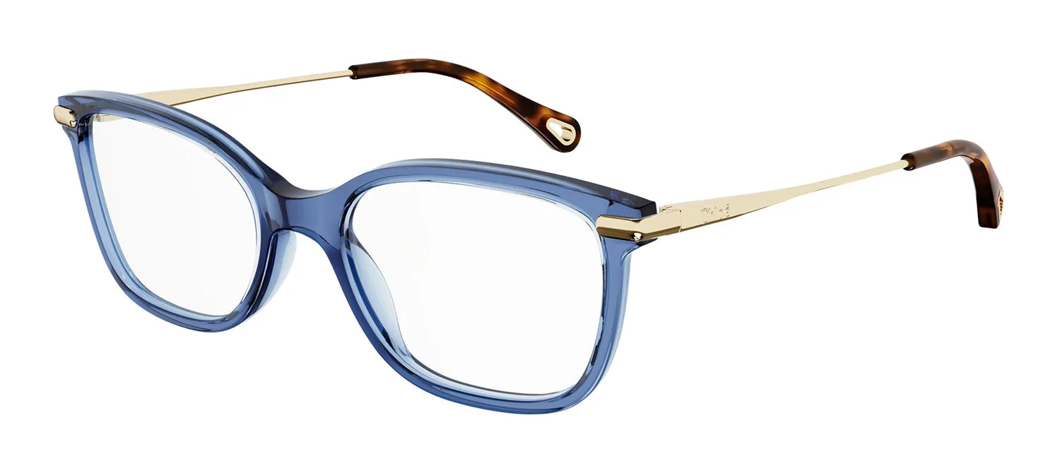 Chloe CH 0059O 012 Cat-Eye Plastic Blue Eyeglasses with Logo Stamped Demo Lenses sold by Gaffos