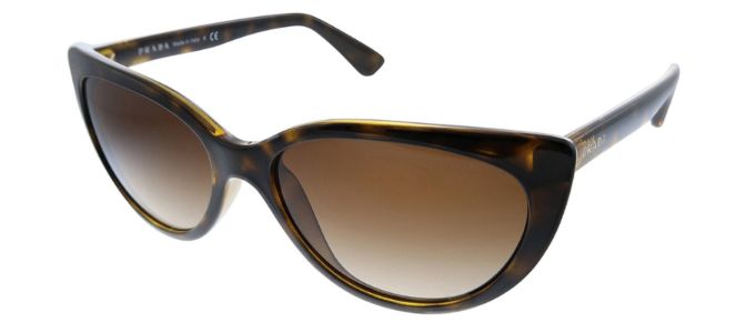 Prada PR 17VS 2AU6S1 Cat-Eye Plastic Havana Sunglasses with Brown Lens sold by Gaffos