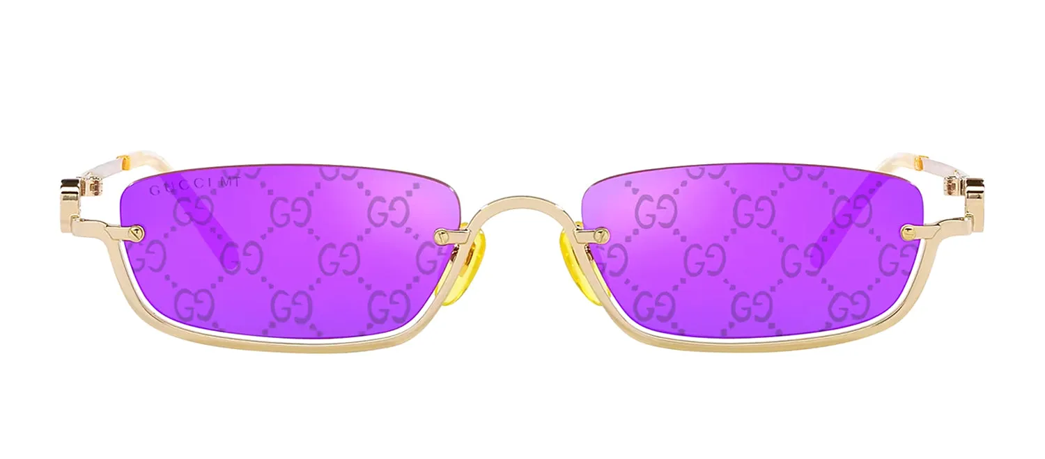 Gucci GG 1278S 005 Semi-Rimless Metal Gold Sunglasses with Purple Lens sold by Gaffos