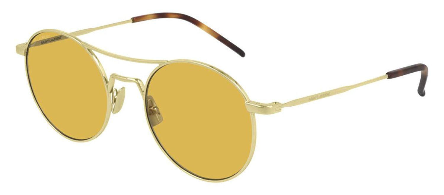 Saint Laurent SL 421 003 Round Metal Gold Sunglasses with Yellow Lens sold by Gaffos