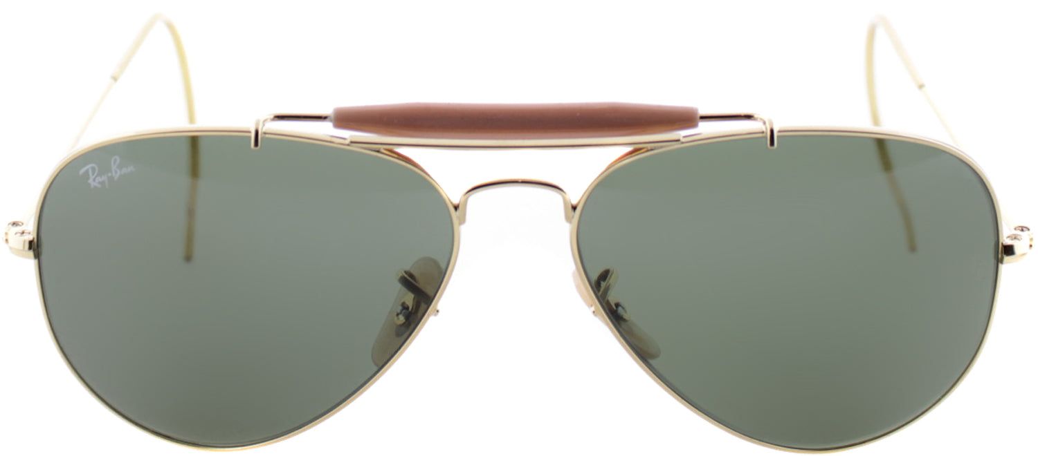 Ray-Ban RB 3030 L0216 Aviator Metal Gold Sunglasses with Green Lens sold by Gaffos