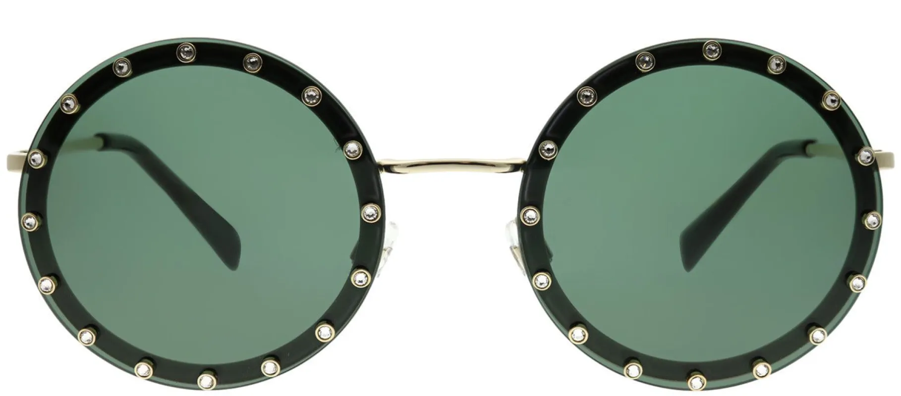 Valentino VA 2010B 300371 Round Metal Gold Sunglasses with Dark Green Lens sold by Gaffos