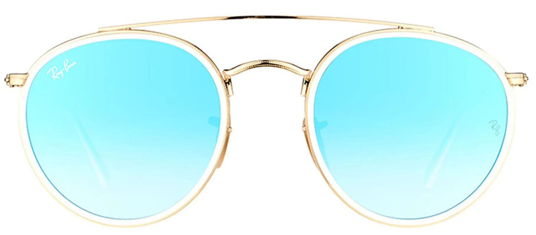 Ray-Ban RB 3647N 001/4O Round Metal Gold Sunglasses with Blue Mirror Lens sold by Gaffos