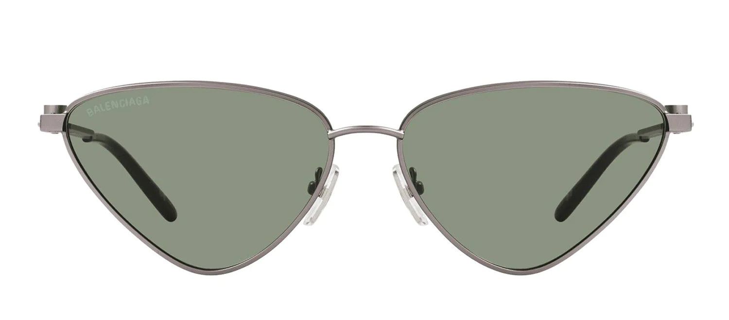 Balenciaga BB 0166S 002 Cat-Eye Metal Ruthenium Sunglasses with Green Lens sold by Gaffos