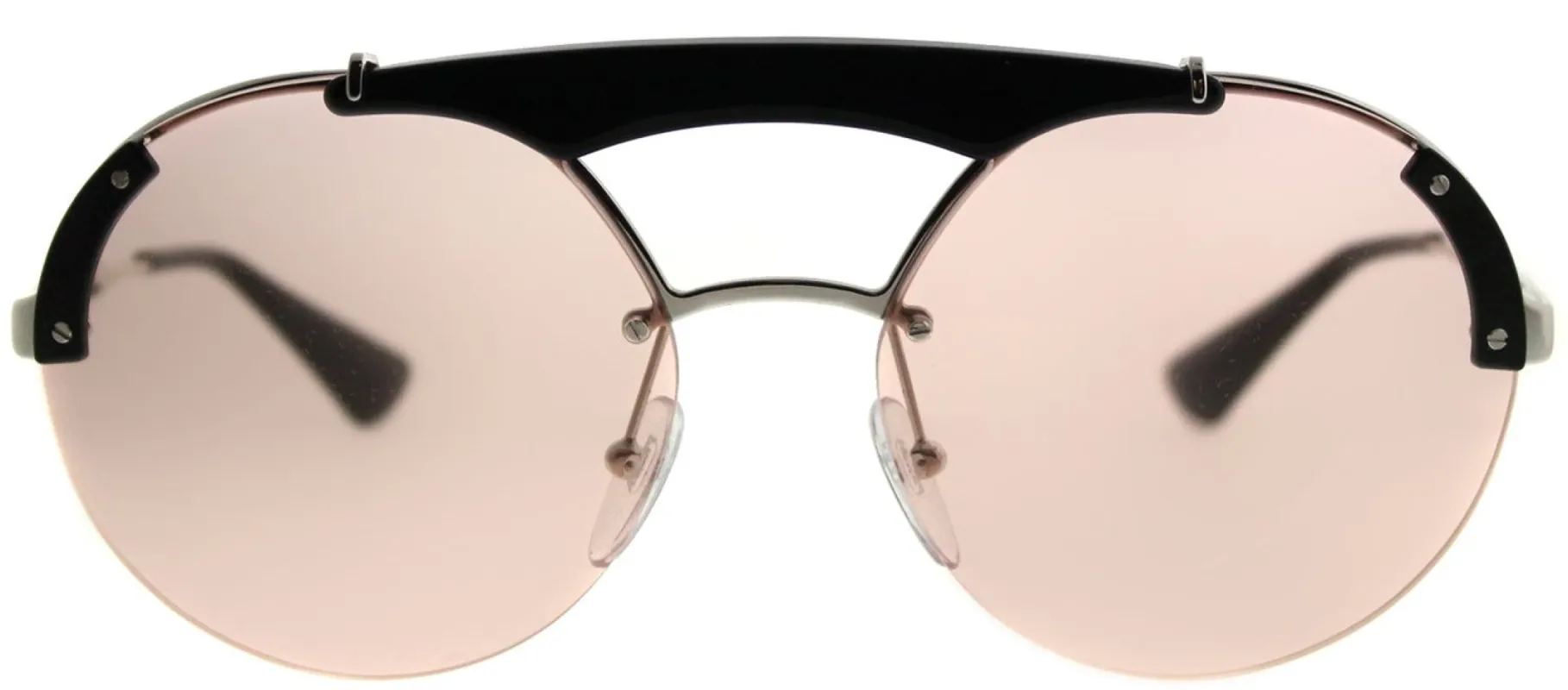 Prada PR 52US 1AB4Q0 Round Metal Silver Sunglasses with Light Pink Lens sold by Gaffos