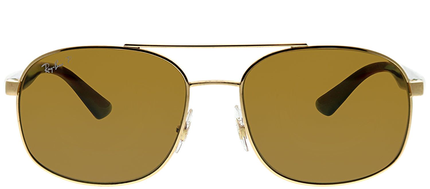 Ray-Ban RB 3593 001/83 Square Metal Gold Sunglasses with Brown Polarized Lens sold by Gaffos