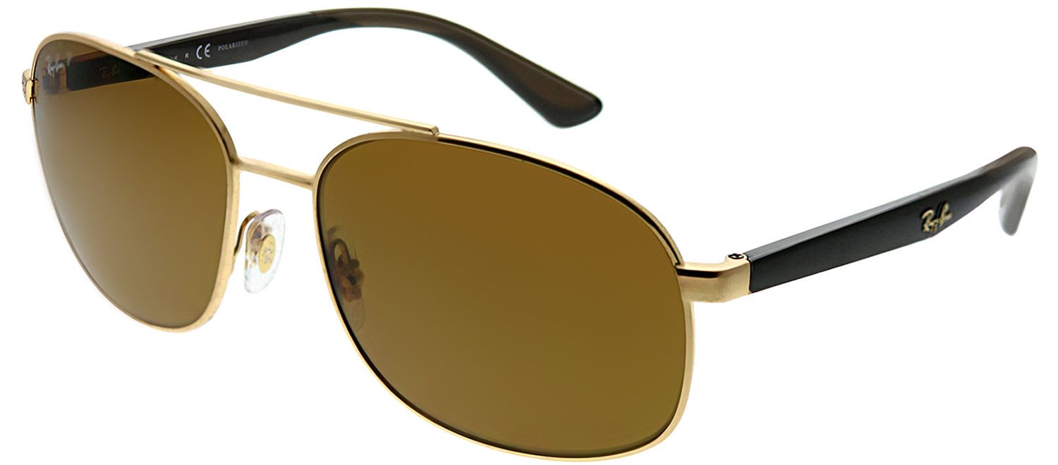 Ray-Ban RB 3593 001/83 Square Metal Gold Sunglasses with Brown Polarized Lens sold by Gaffos product image thumbnail 2
