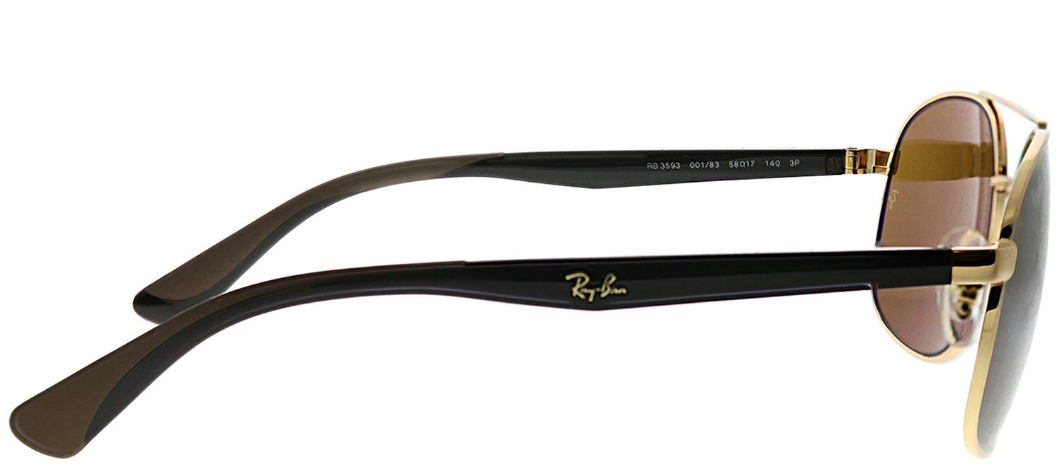 Ray-Ban RB 3593 001/83 Square Metal Gold Sunglasses with Brown Polarized Lens sold by Gaffos product image thumbnail 3