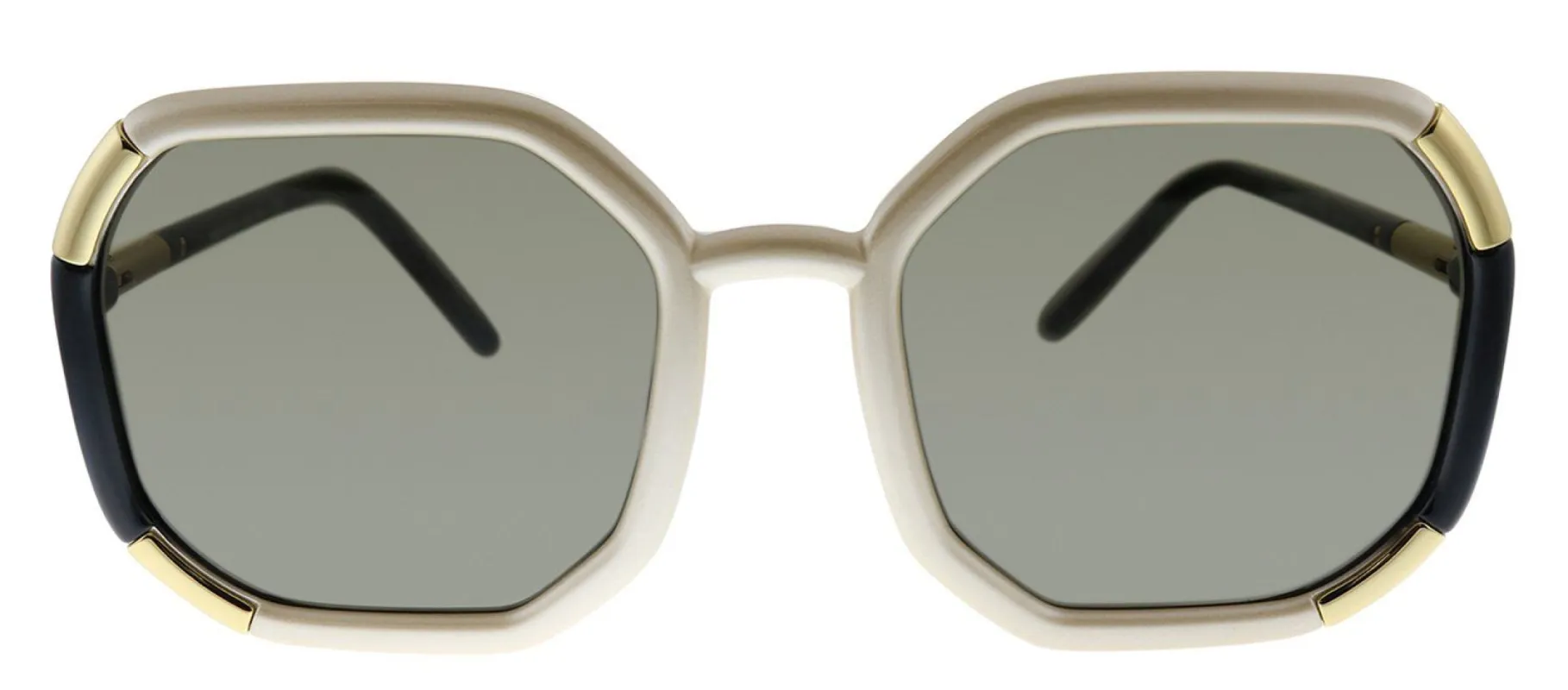Prada PR 20XS 01F5G1 Geometric Plastic Ivory Sunglasses with Brown Lens sold by Gaffos
