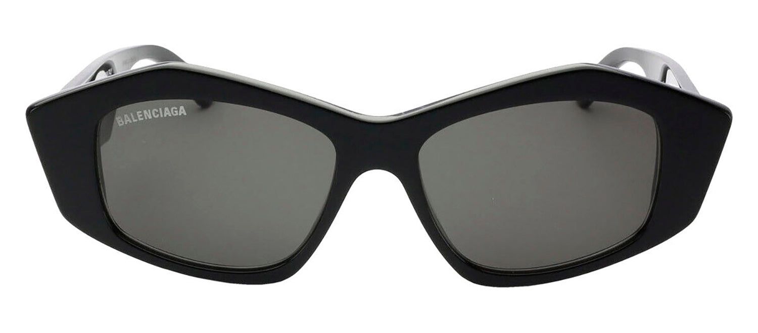 Balenciaga BB 0106S 001 Geometric Acetate Black Sunglasses with Grey Lens sold by Gaffos