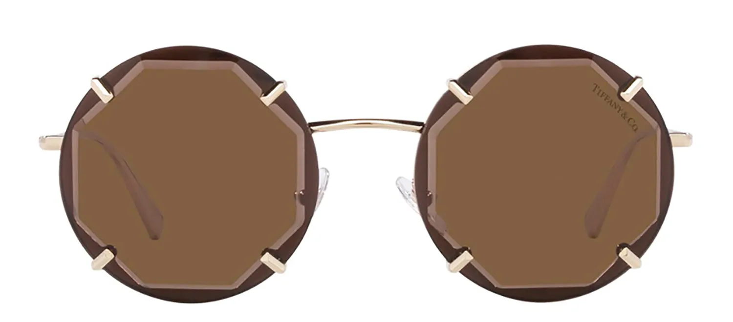 Tiffany & Co. TF 3091 602173 Round Metal Gold Sunglasses with Brown Lens sold by Gaffos