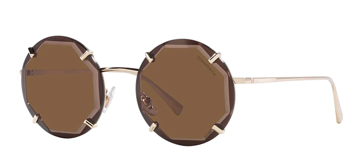 Tiffany & Co. TF 3091 602173 Round Metal Gold Sunglasses with Brown Lens sold by Gaffos product image thumbnail 2