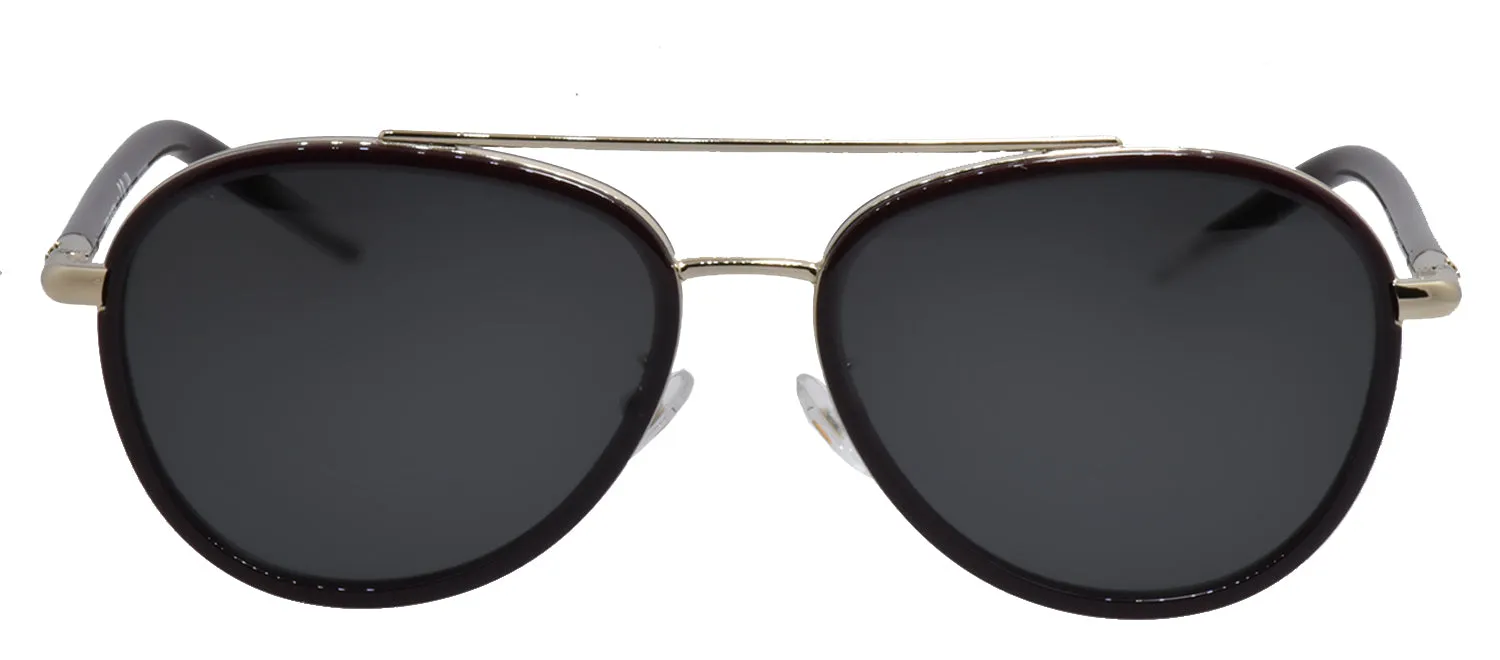 Tory Burch TY 6089 194887 Aviator Metal Burgundy Sunglasses with Grey Lens sold by Gaffos