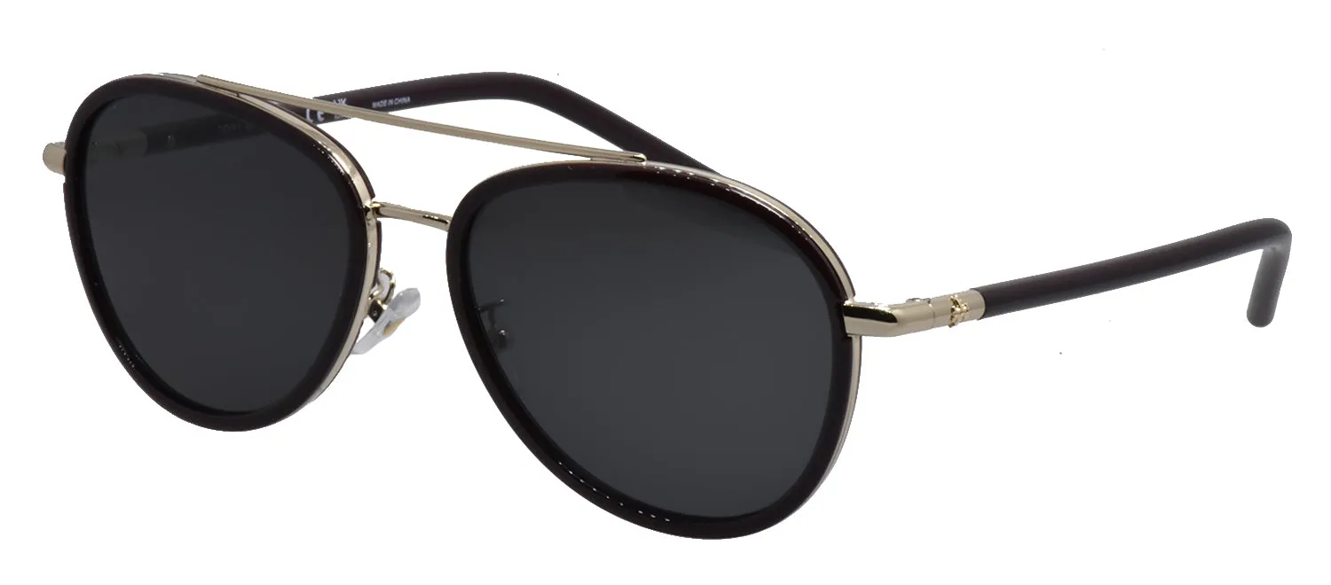 Tory Burch TY 6089 194887 Aviator Metal Burgundy Sunglasses with Grey Lens sold by Gaffos product image thumbnail 2