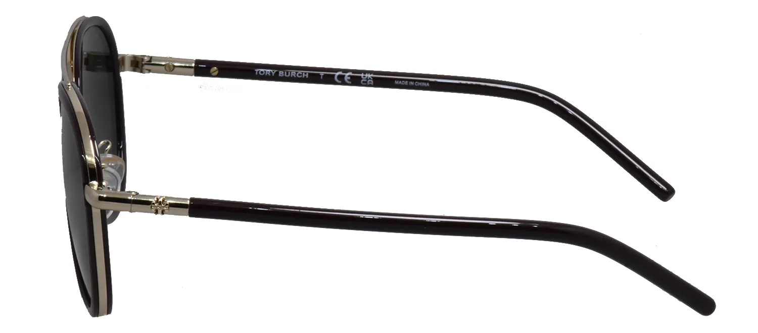 Tory Burch TY 6089 194887 Aviator Metal Burgundy Sunglasses with Grey Lens sold by Gaffos product image thumbnail 4