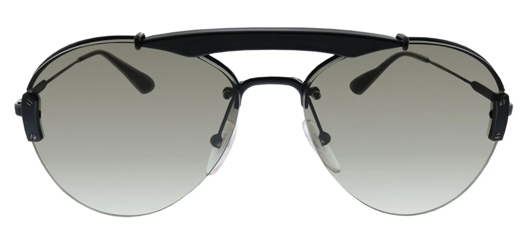 Prada PR 62US 1AB5O2 Pilot Metal Black Sunglasses with Green Gradient Lens made by Gaffos
