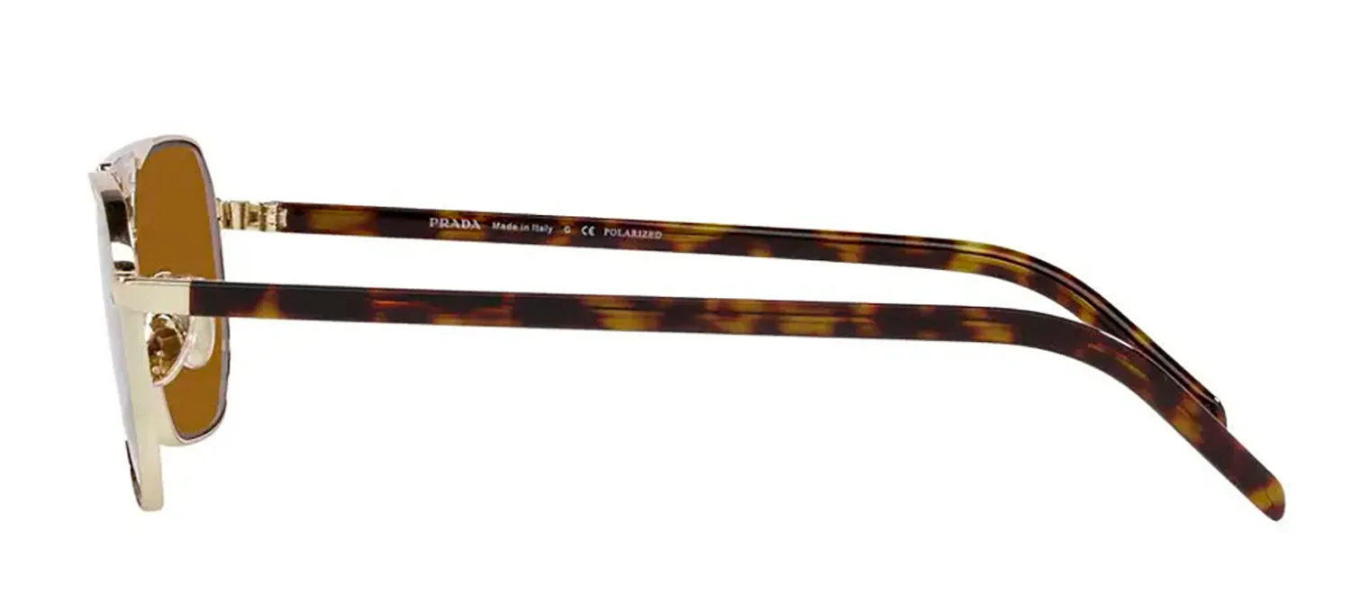 Prada PR 58YS ZVN5Y1 Rectangle Metal Gold Sunglasses with Brown Polarized Lens sold by Gaffos product image thumbnail 3