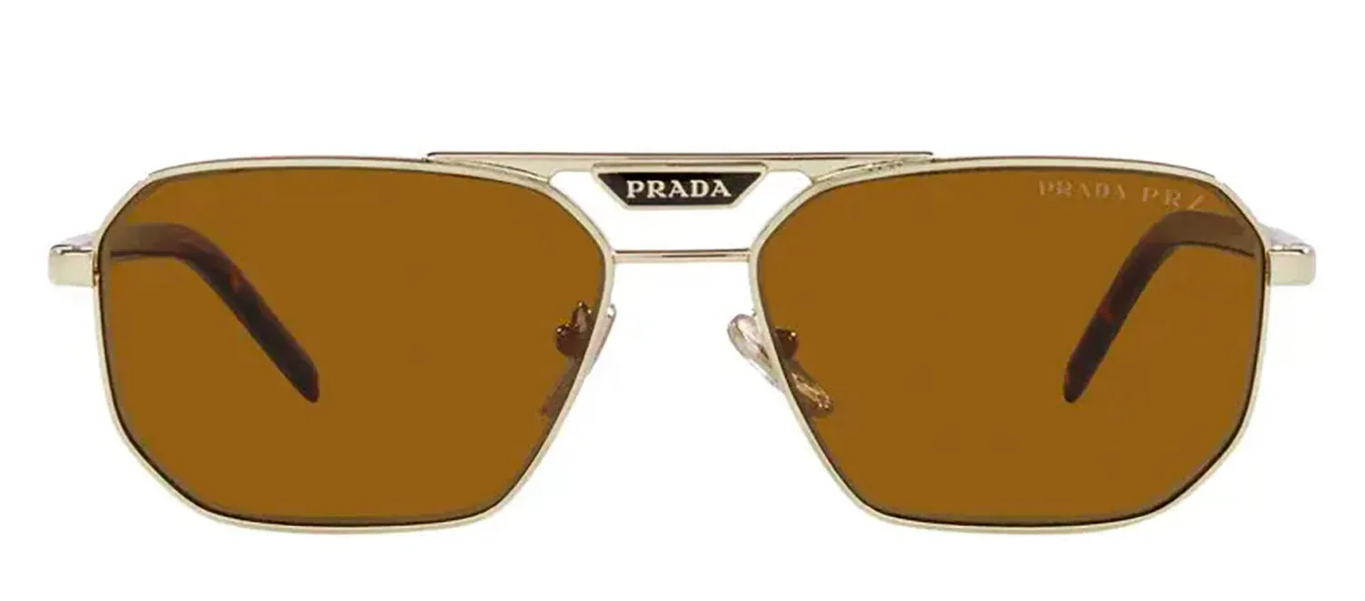 Prada PR 58YS ZVN5Y1 Rectangle Metal Gold Sunglasses with Brown Polarized Lens sold by Gaffos