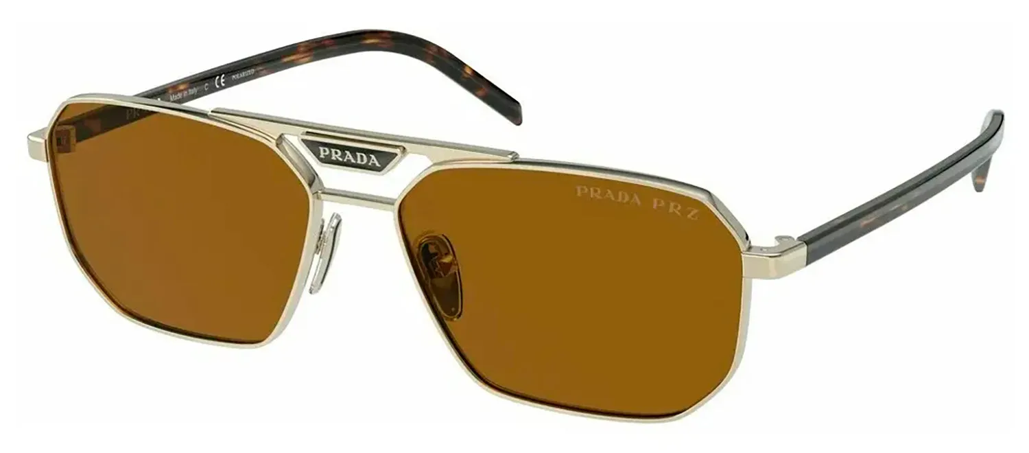Prada PR 58YS ZVN5Y1 Rectangle Metal Gold Sunglasses with Brown Polarized Lens sold by Gaffos product image thumbnail 2