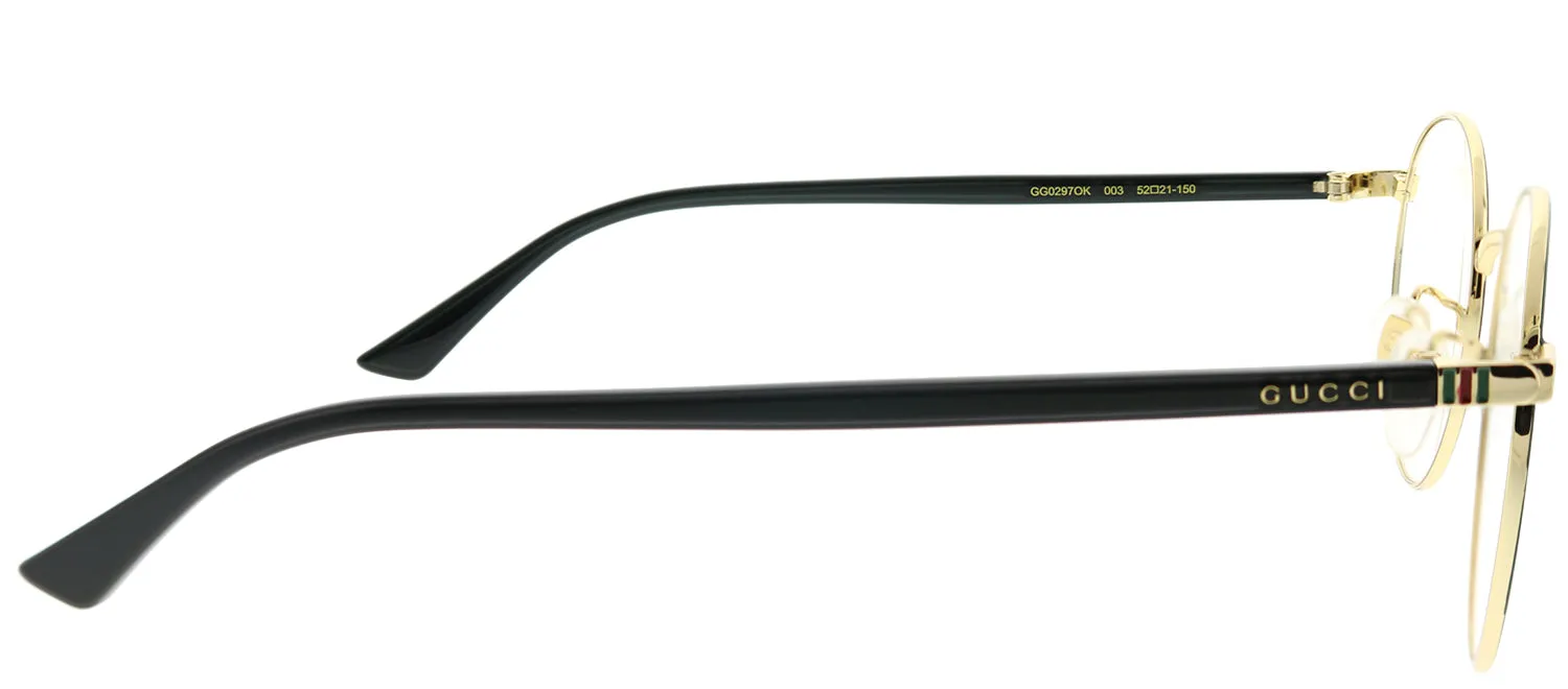 Gucci Korean Fit GG 0297OK 003 Round Metal Black Eyeglasses with Demo Lens sold by Gaffos product image thumbnail 3