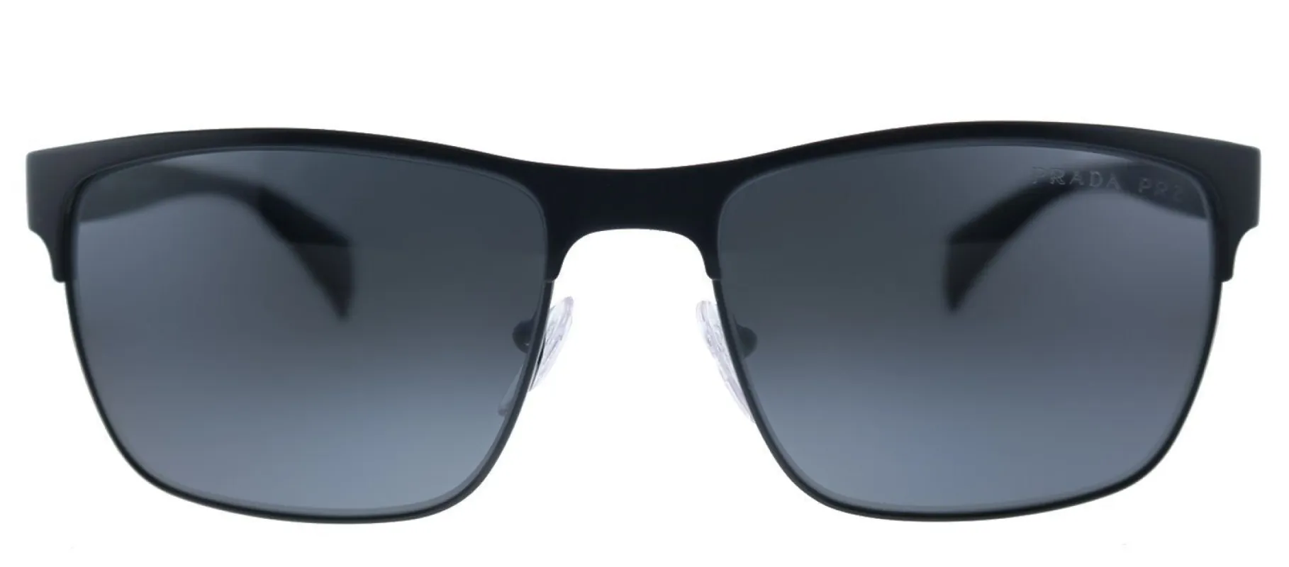 Prada Conceptual PR 51OS 1BO5Z1 Rectangle Metal Grey Sunglasses with Grey Polarized Lens made by Gaffos