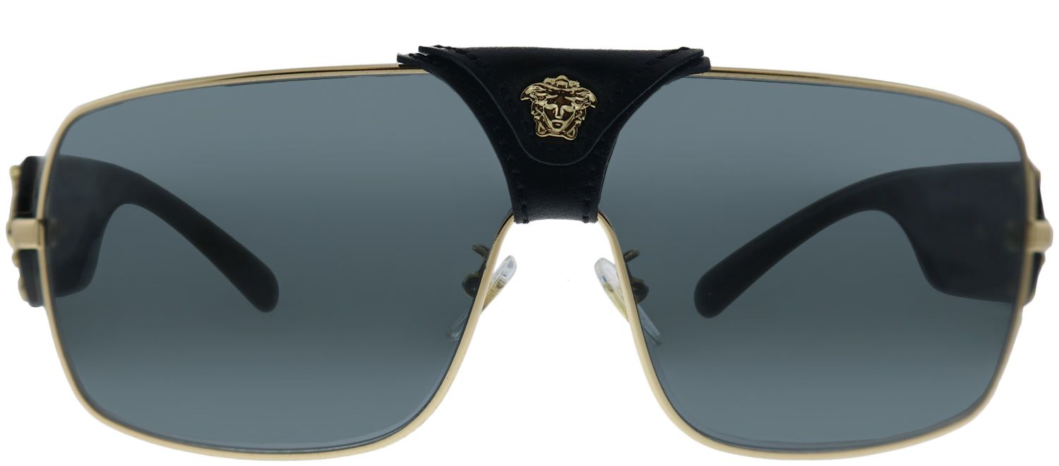 Versace VE 2207QA 100287 Square Metal Gold Sunglasses with Grey Lens sold by Gaffos