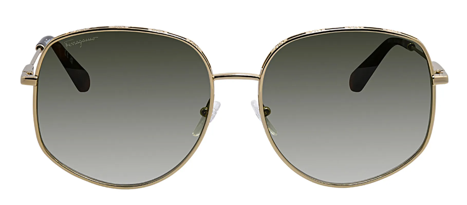 Salvatore Ferragamo SF 277S 723 Round Metal Gold Sunglasses with Green Gradient Lens sold by Gaffos